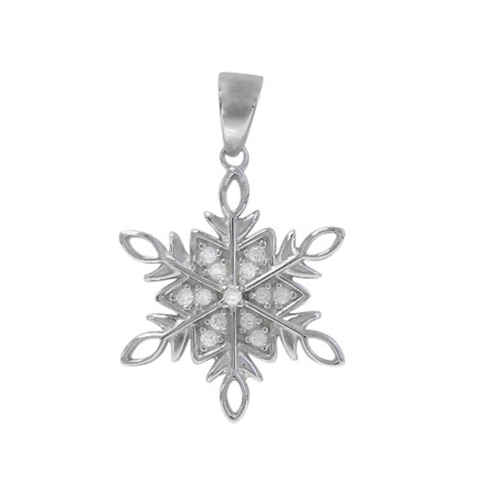 Necklace Snowflake Pendant with Cubic Zirconia CZ